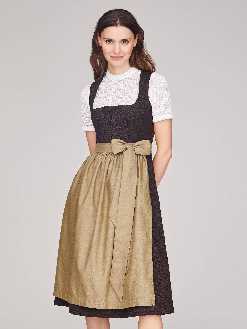 Limberry Dunkelbraunes Strukturiertes Dirndl - RAVEN DARK BROWN