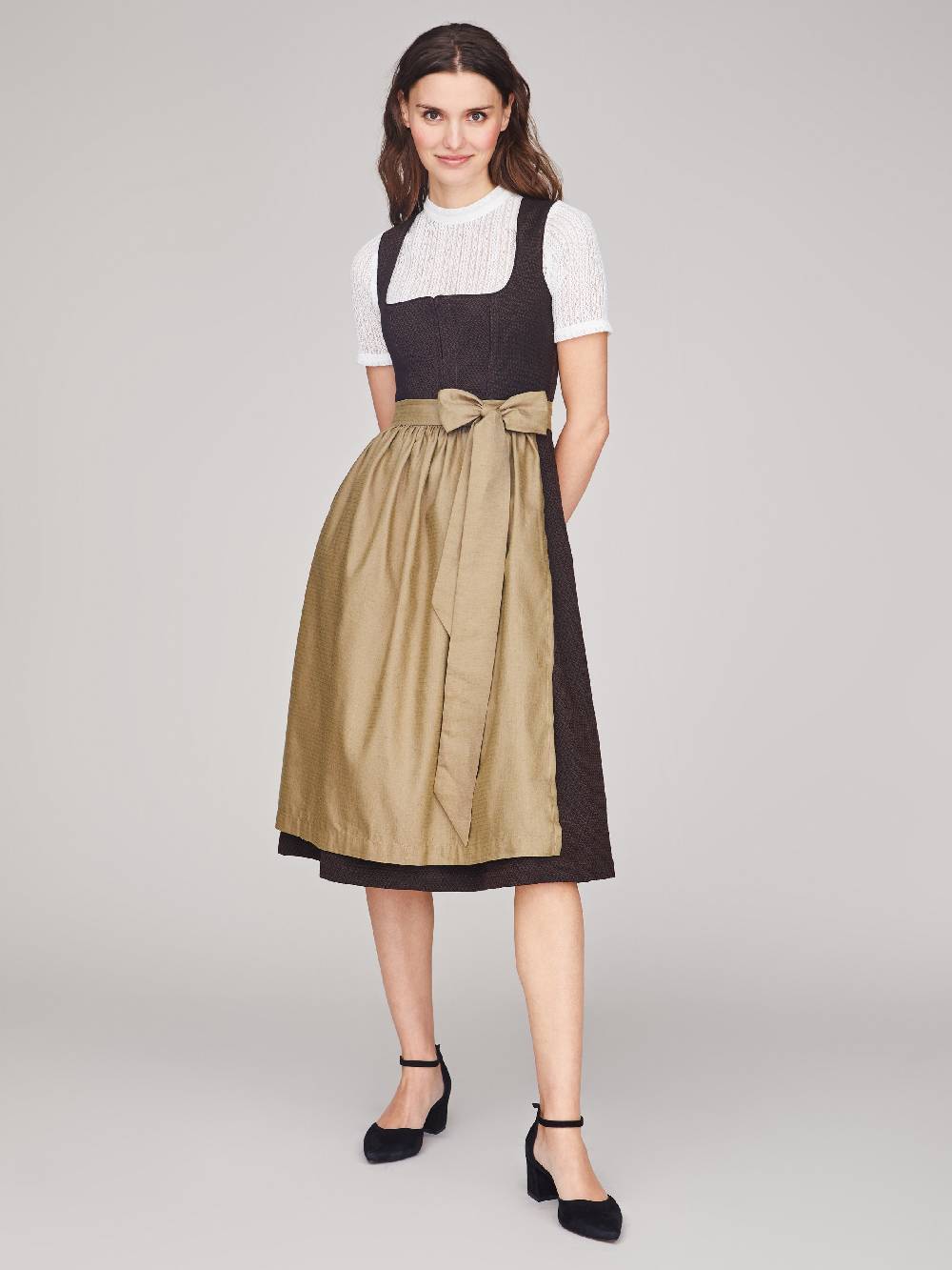 Limberry Dunkelbraunes Strukturiertes Dirndl - RAVEN DARK BROWN