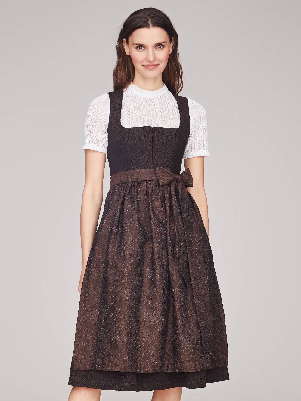 Limberry Dunkelbraunes strukturiertes Dirndl - RAVEN DARK BROWN