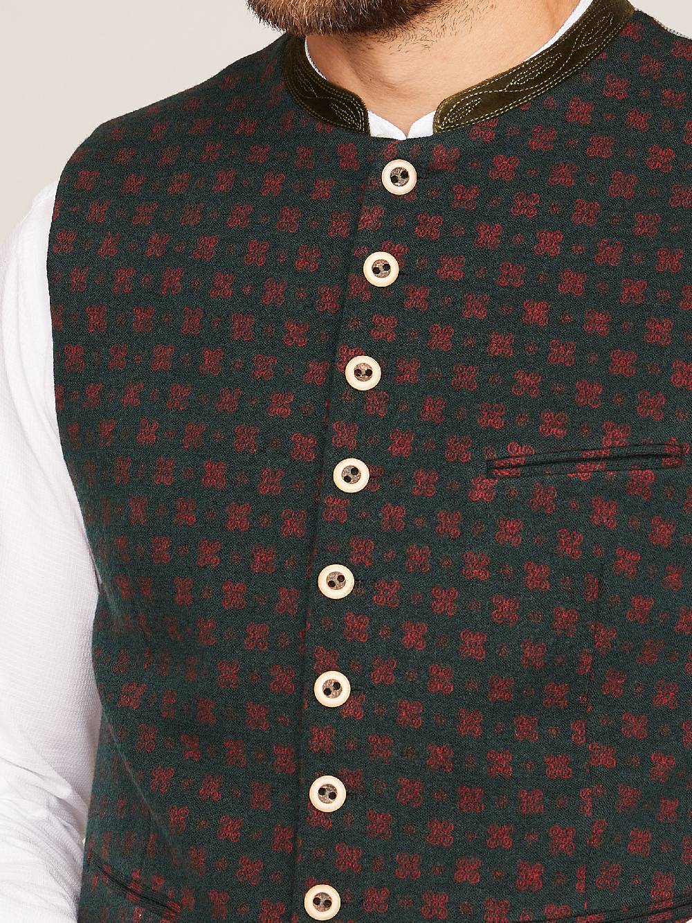 Limberry Dunkelgrüne Stretch-Trachtenweste - KONSTANTIN ST FLASCHENGRÜN