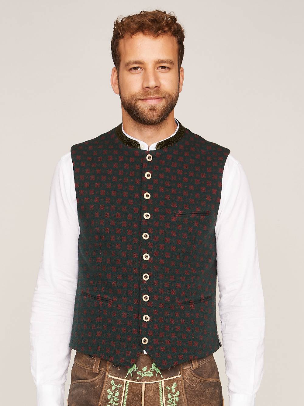 Limberry Dunkelgrüne Stretch-Trachtenweste - KONSTANTIN ST FLASCHENGRÜN