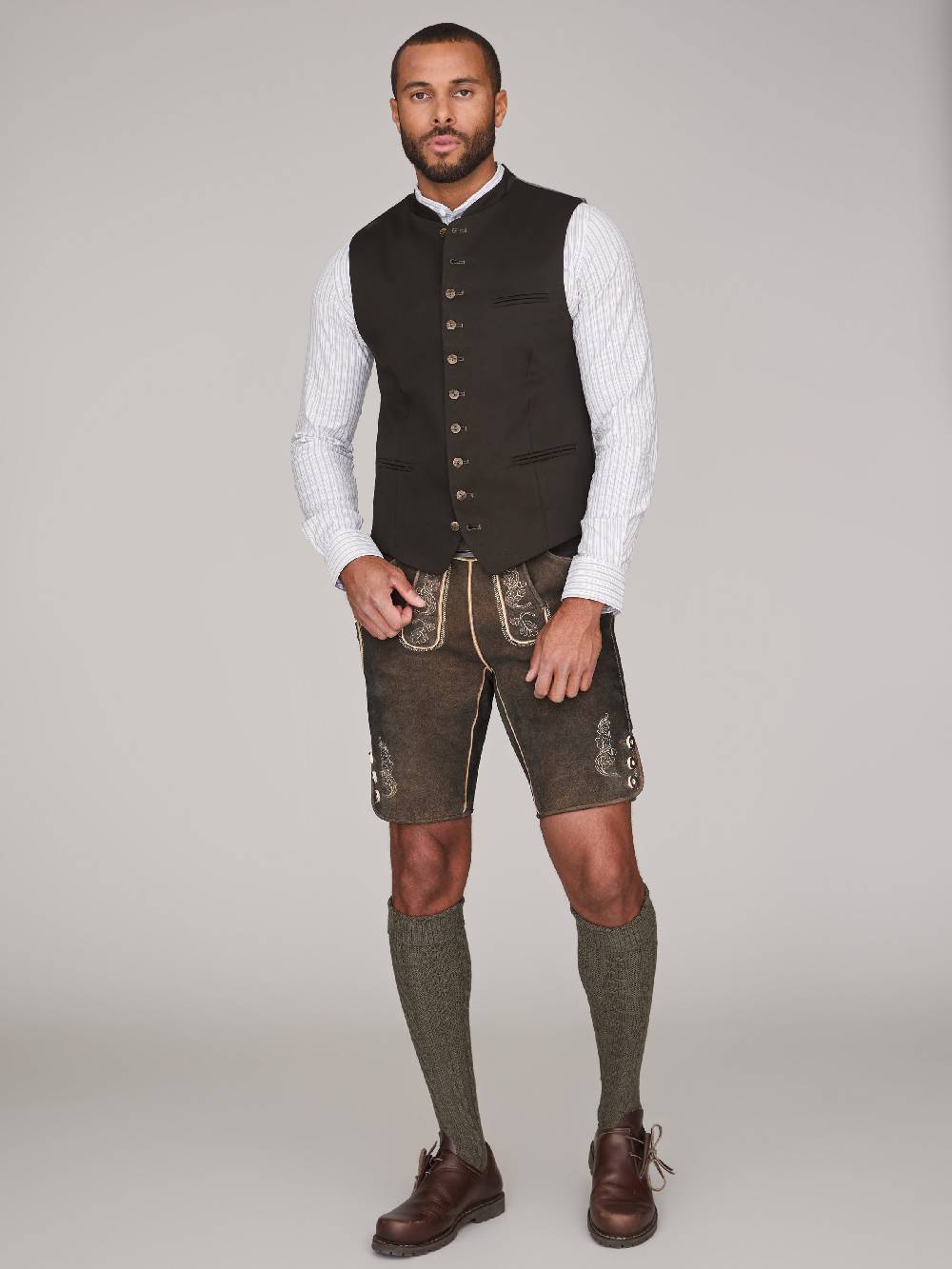 Limberry Dunkelgrüne Trachtenweste - FELIX DARK KHAKI