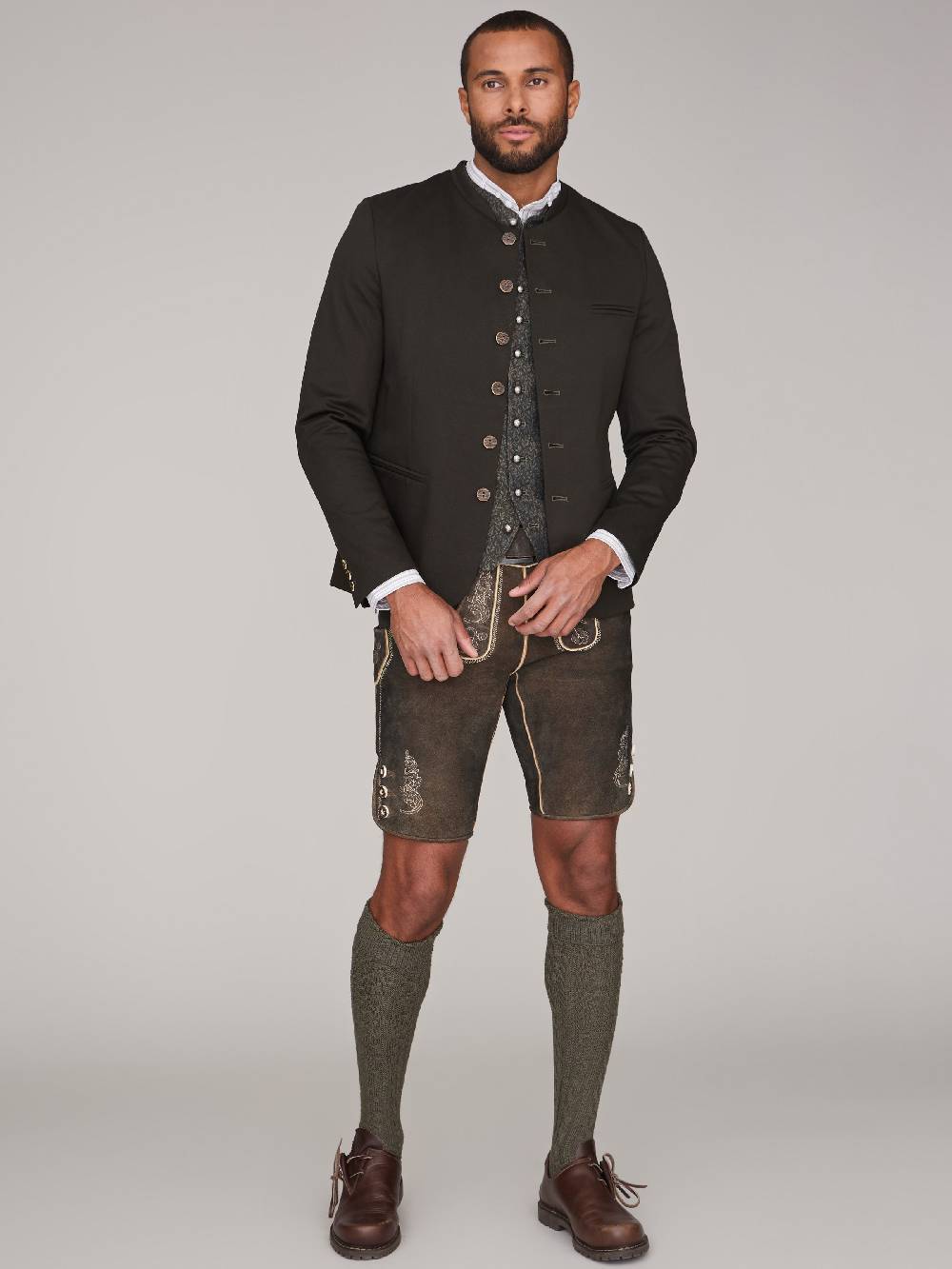 Limberry Dunkelgrüner Trachtenjanker - VINCENT DARK KHAKI