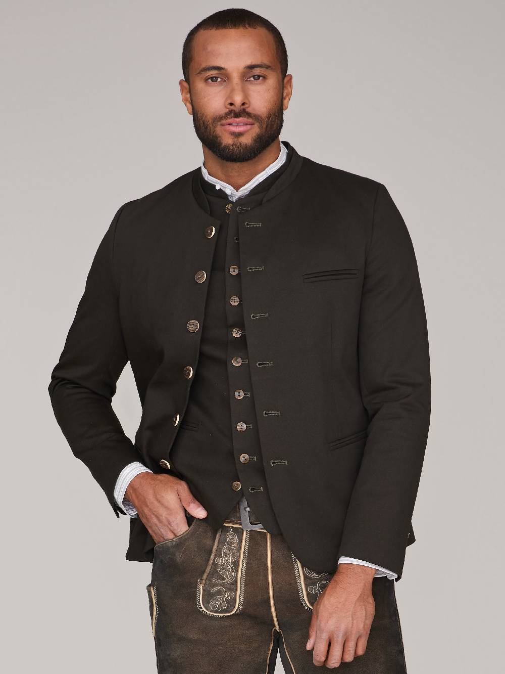 Limberry Dunkelgrüner Trachtenjanker - VINCENT DARK KHAKI