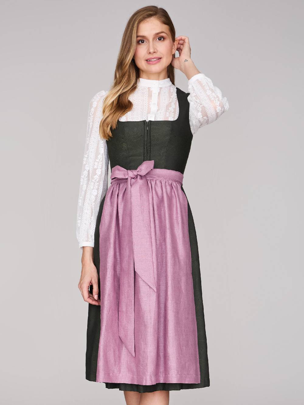 Limberry Dunkelgrünes Dirndl Mit Floralem Muster - CECILY PINE FLOWER