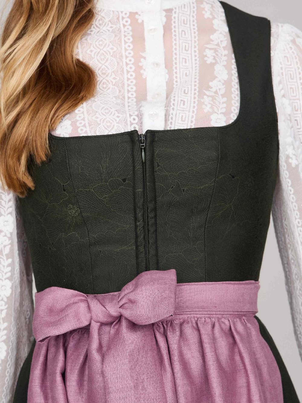 Limberry Dunkelgrünes Dirndl Mit Floralem Muster - CECILY PINE FLOWER