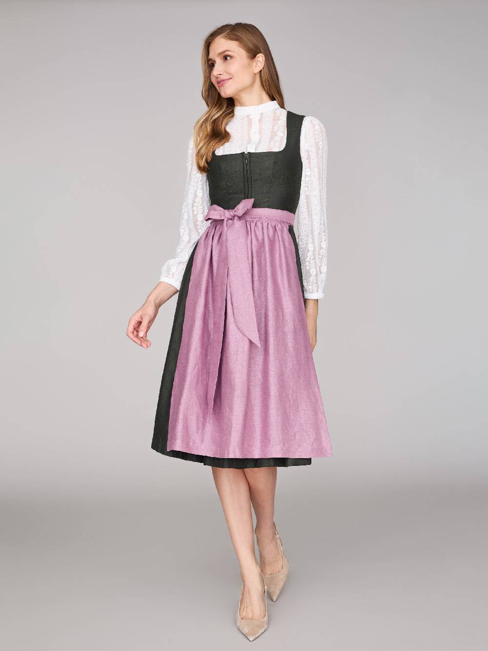 Limberry Dunkelgrünes Dirndl Mit Floralem Muster - CECILY PINE FLOWER