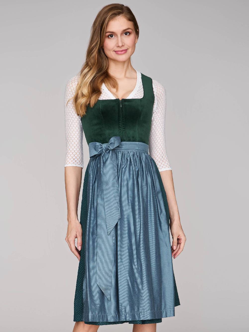 Limberry Dunkelgrünes Dirndl Mit Samt-Mieder - CLARISSA PINE GROVE