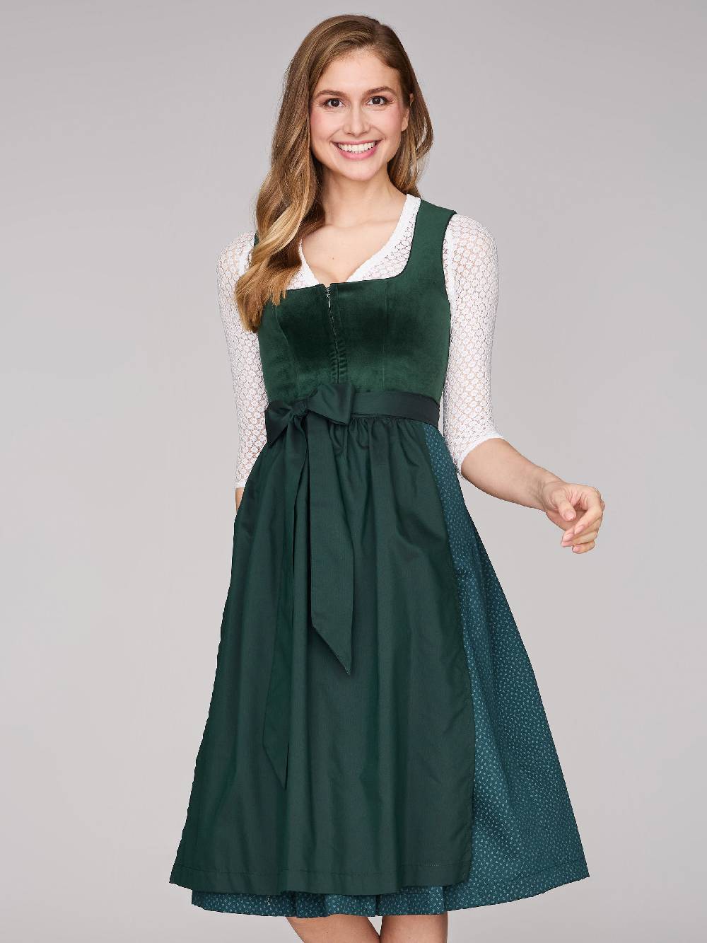 Limberry Dunkelgrünes Dirndl mit Samt-Mieder - CLARISSA PINE GROVE