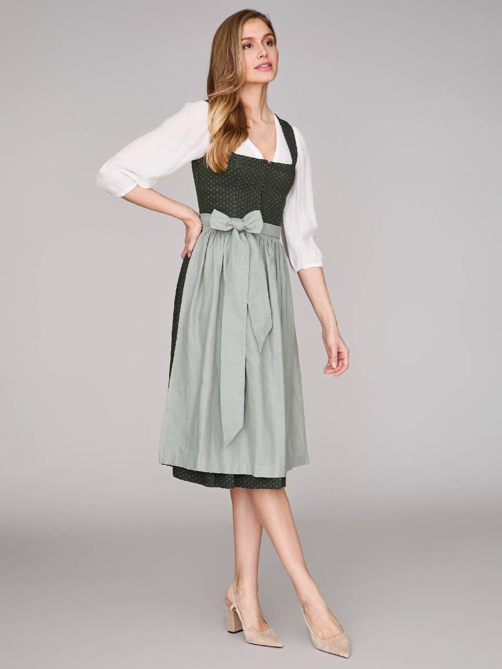 Limberry Dunkelgrünes Dirndl Mit Streublumenmuster - VERA PINE FLOWER