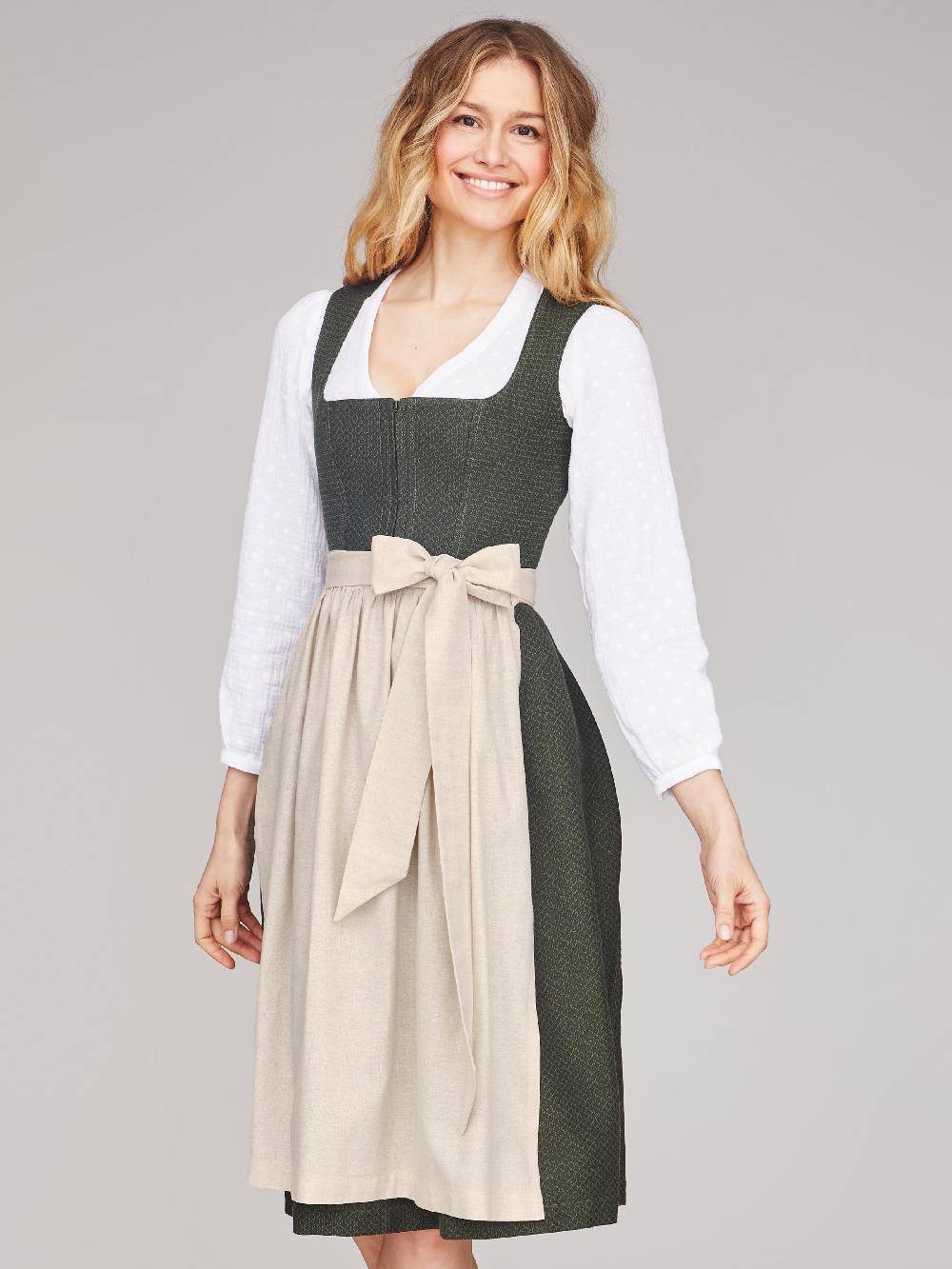 Limberry Dunkelgrünes Strukturiertes Dirndl - RAIN DARK GREEN