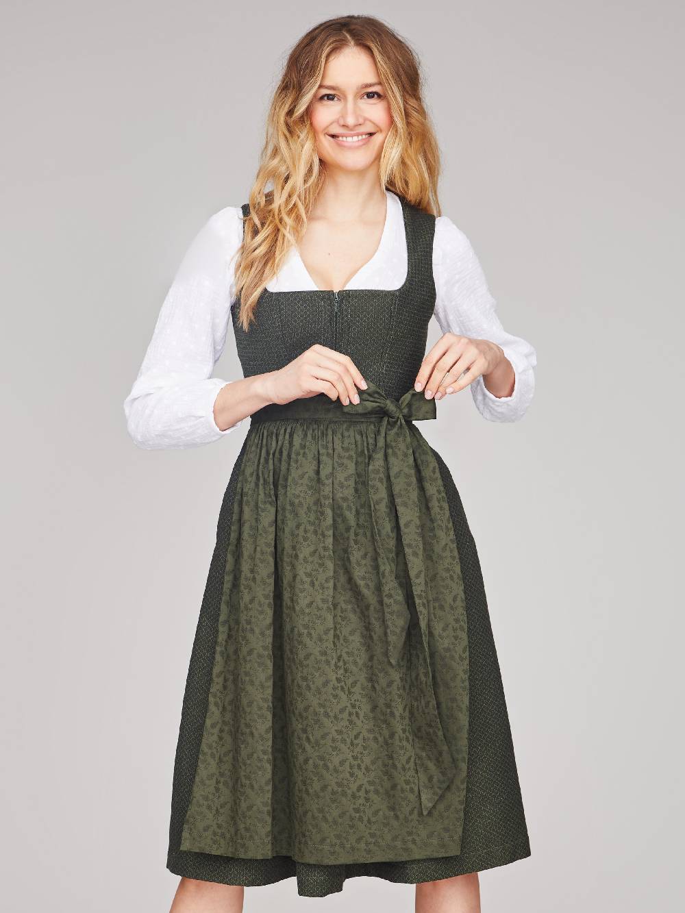 Limberry Dunkelgrünes strukturiertes Dirndl - RAIN DARK GREEN