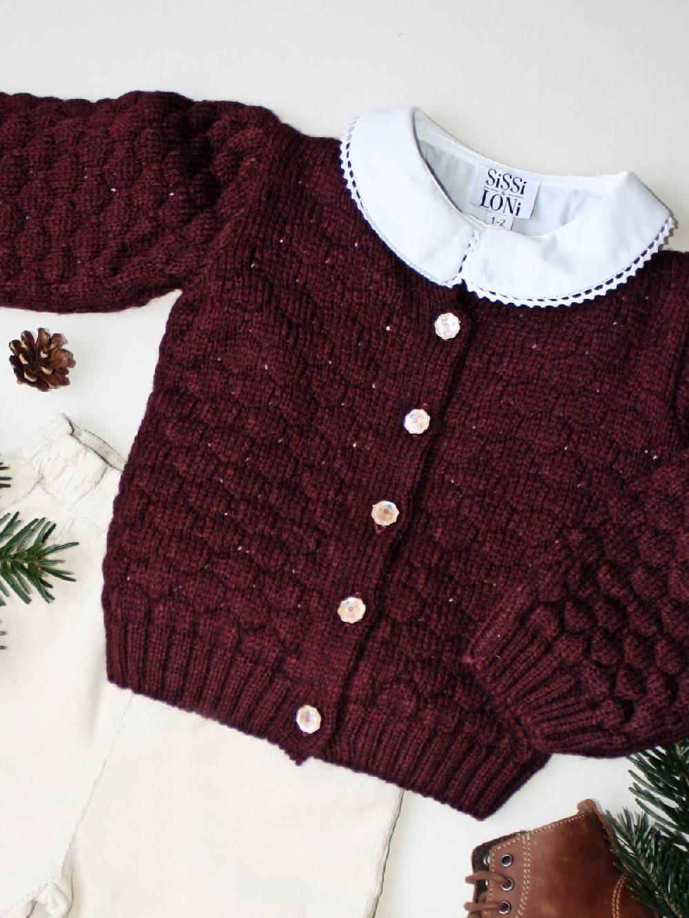 Limberry Dunkelrote Strickjacke für Kinder - INGE DUNKELROT