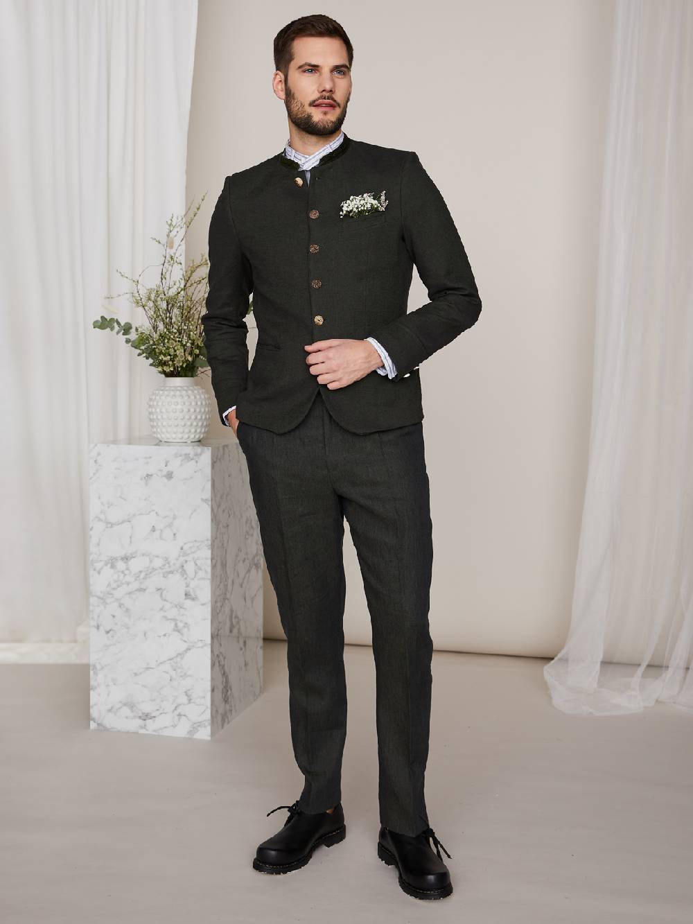 Limberry Flaschengrüne Herrenhose Aus Leinen - PIERRE FLASCHENGRÜN