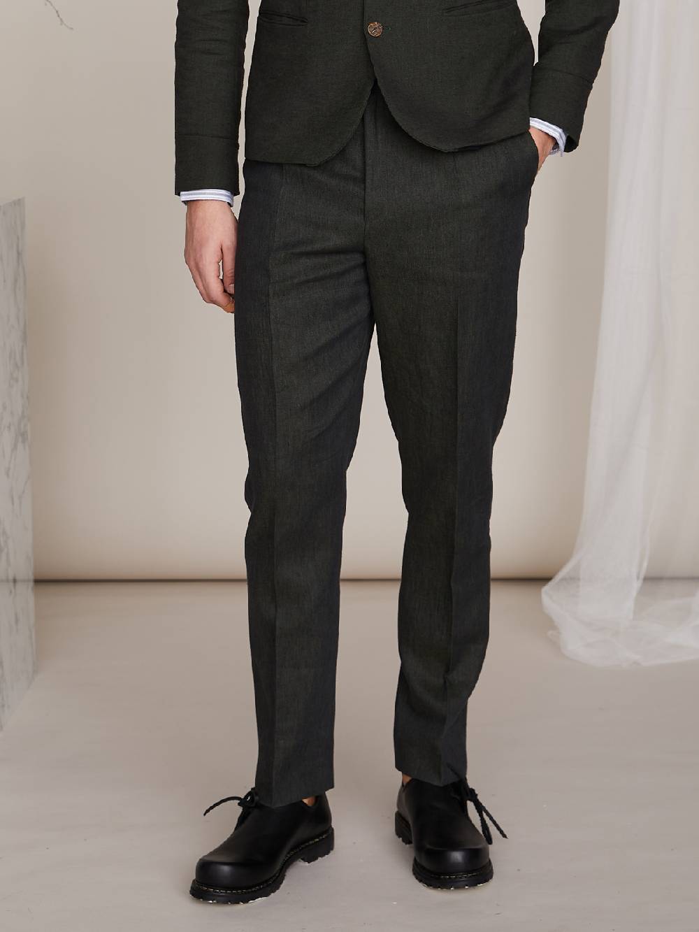 Limberry Flaschengrüne Herrenhose aus Leinen - PIERRE FLASCHENGRÜN