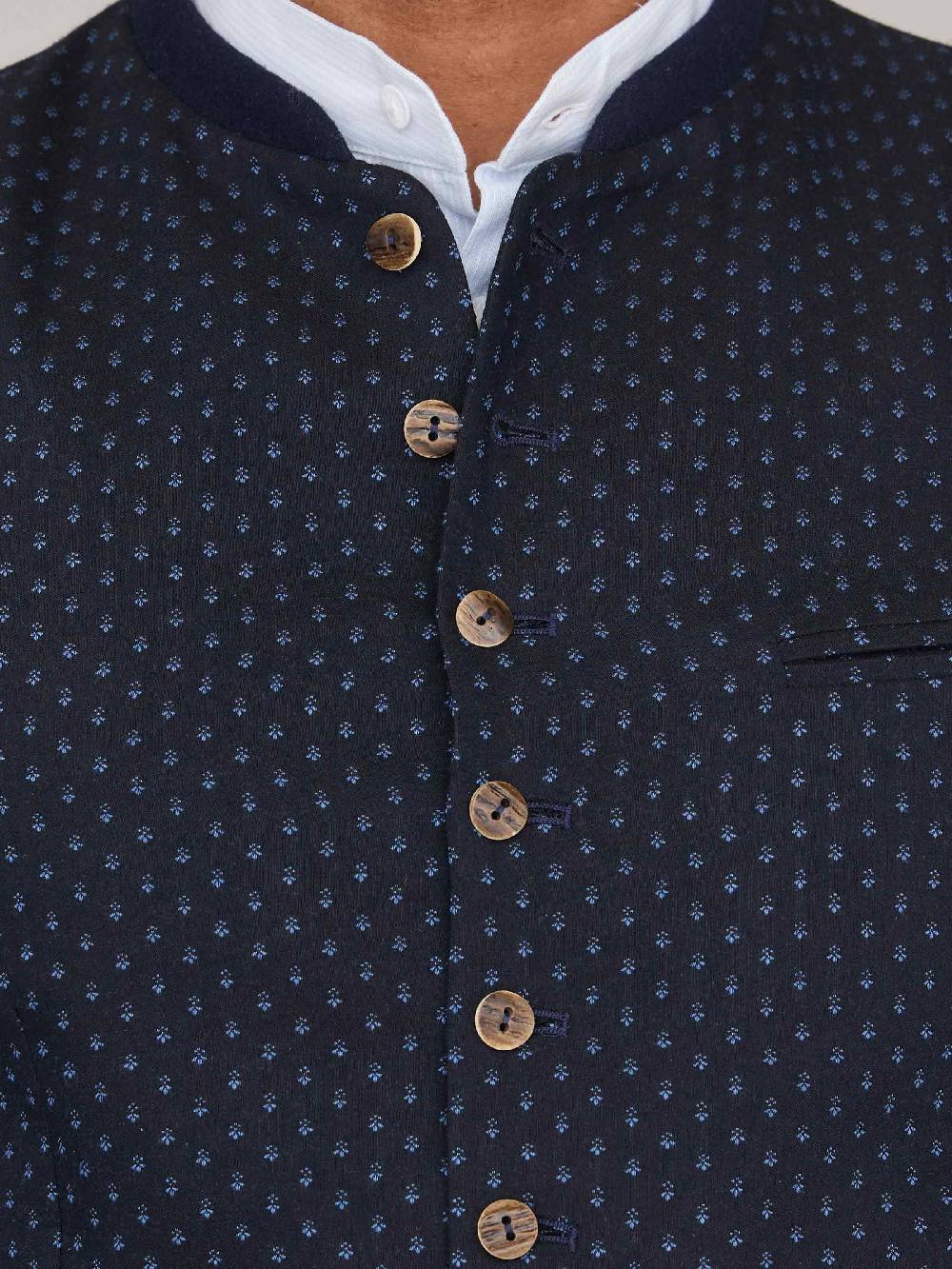 Limberry Gemusterte Dunkelblaue Trachtenweste - MAXIMILIAN DARK NAVY
