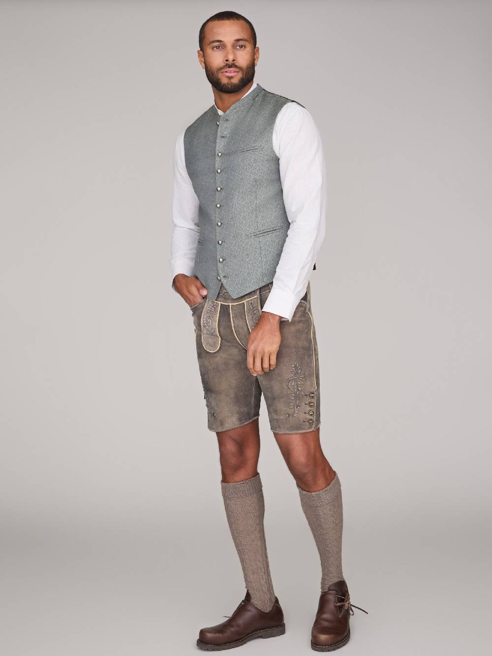 Limberry Gemusterte Trachtenweste In Grün - MATTEO LIGHT EUCALYPTUS