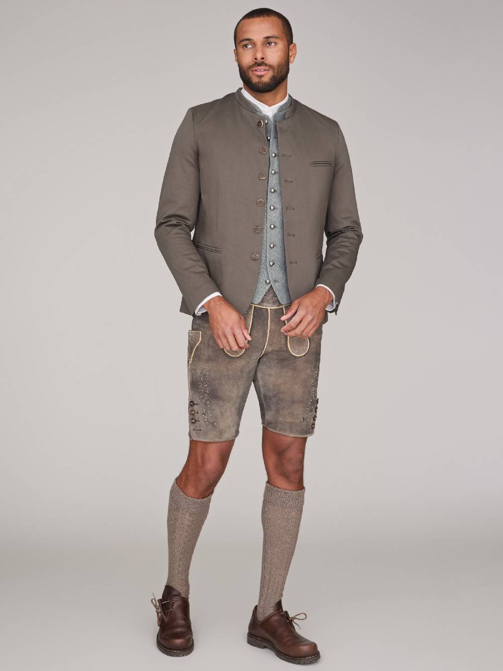 Limberry Gemusterte Trachtenweste In Grün - MATTEO LIGHT EUCALYPTUS