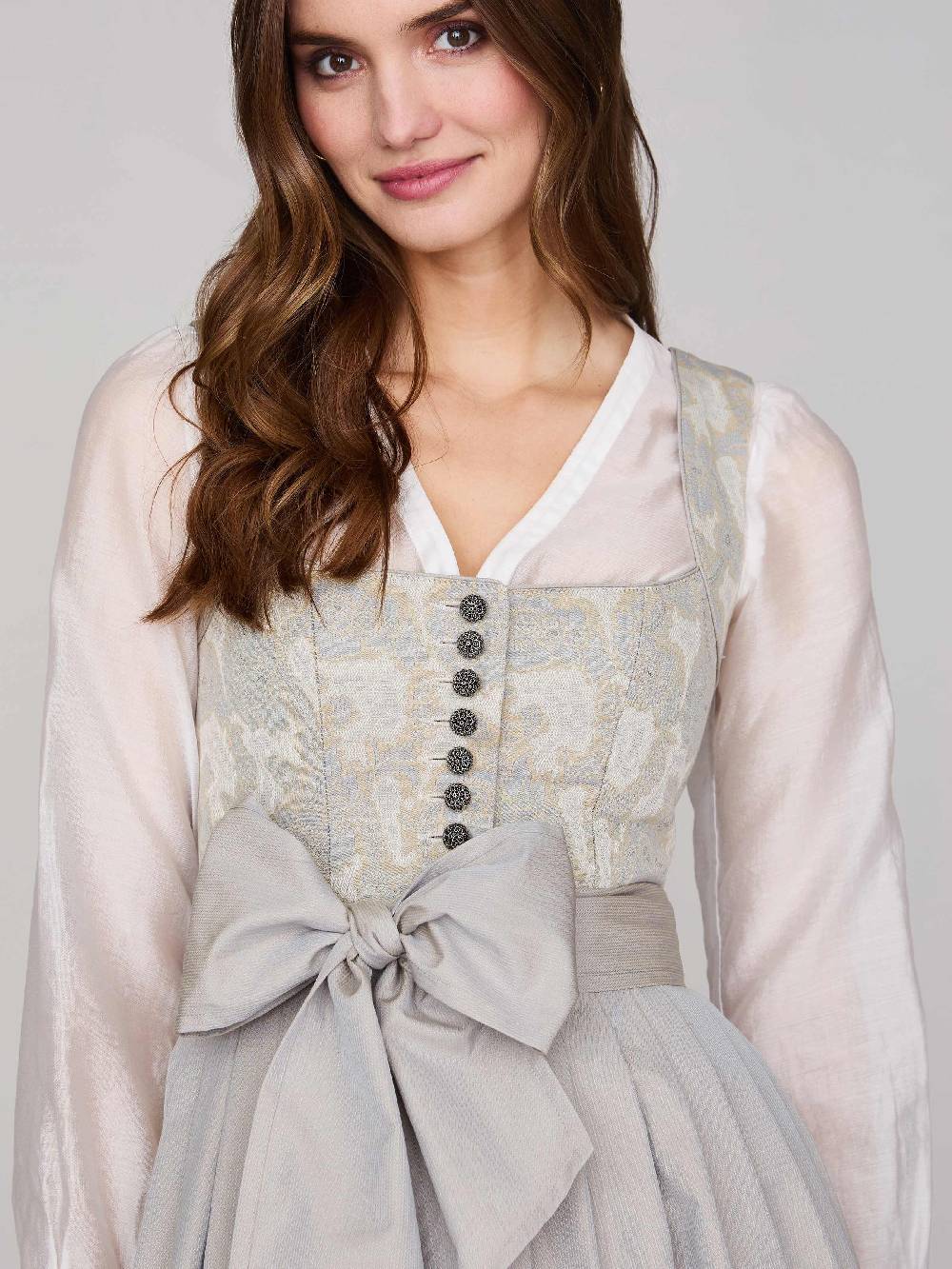 Limberry Gemustertes Dirndl In Greige - HEDI GREIGE FOLKLORE