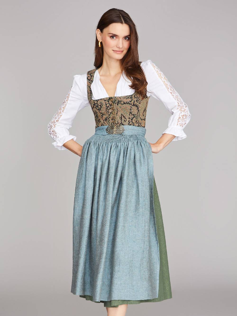 Limberry Gemustertes Dirndl mit Leinen-Mieder - ANNABELLE SCHWARZ