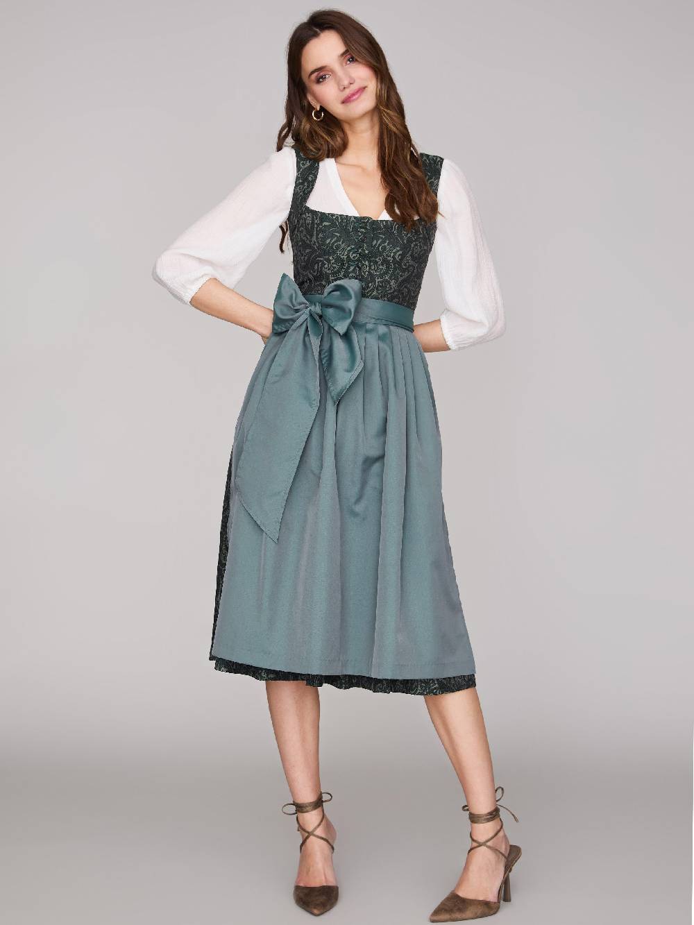 Limberry Gemustertes Dunkelgrünes Dirndl - HEDI VINTAGE GARDEN