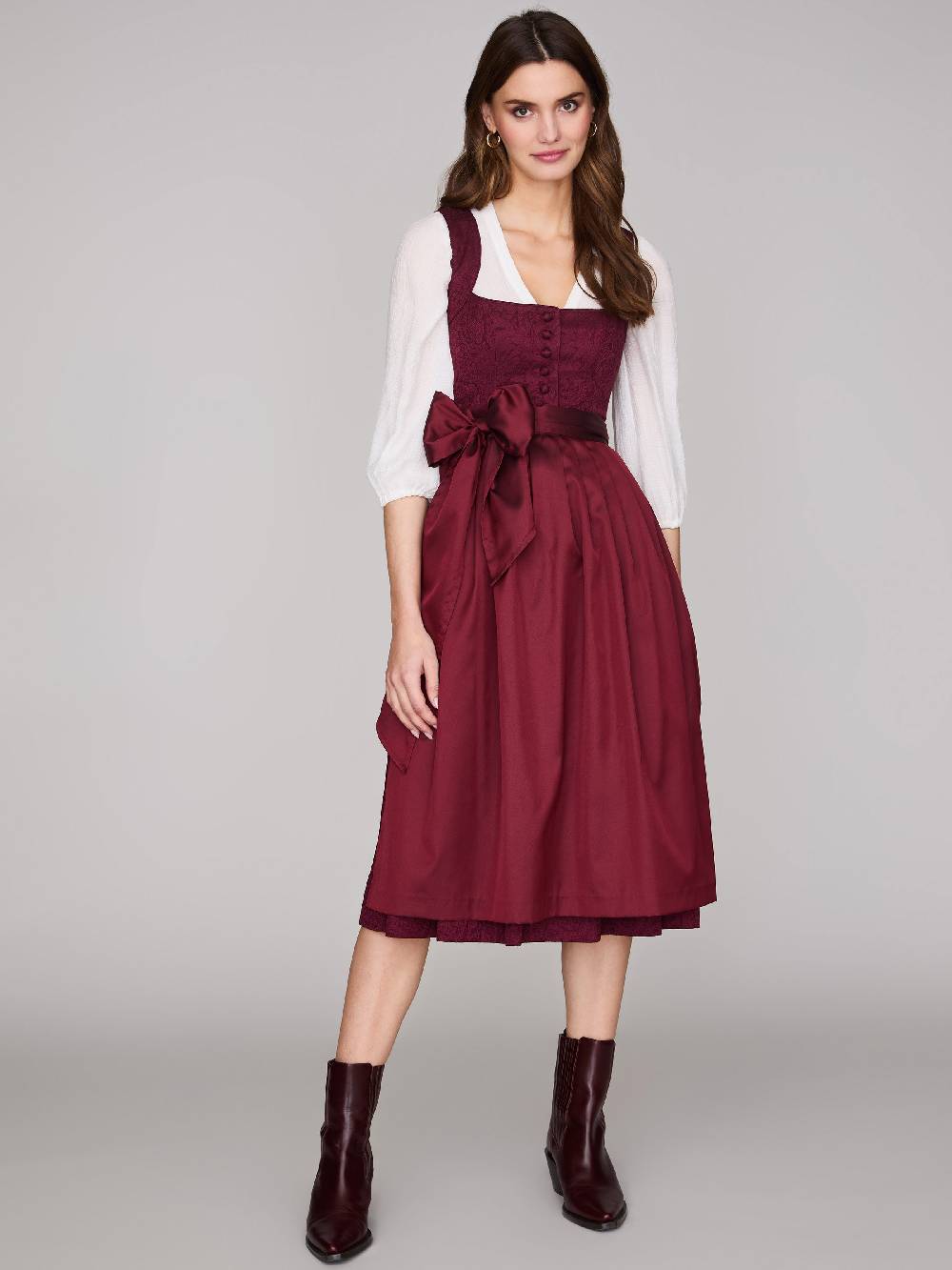Limberry Gemustertes Weinrotes Dirndl - HEDI VINTAGE WINE