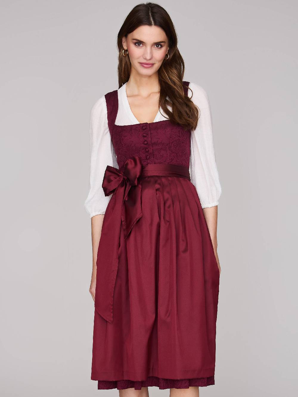 Limberry Gemustertes weinrotes Dirndl - HEDI VINTAGE WINE