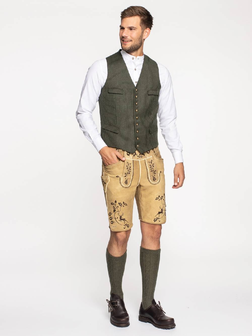 Limberry Gestreifte Trachtenweste In Grün - PIUS ZSG 2555