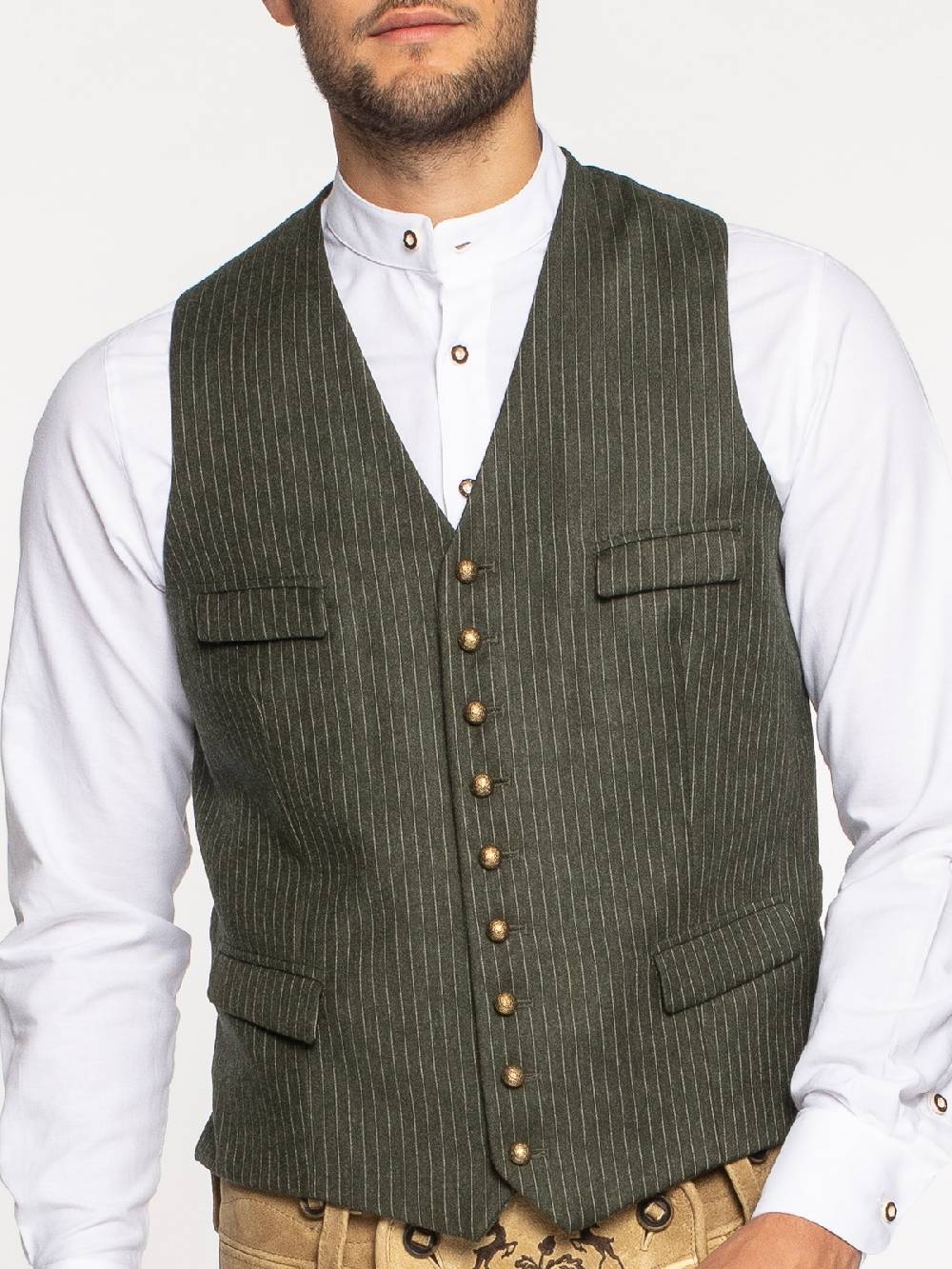 Limberry Gestreifte Trachtenweste In Grün - PIUS ZSG 2555