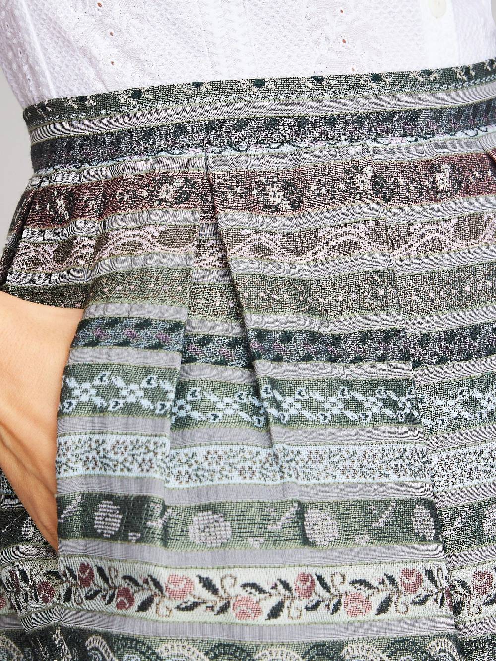 Limberry Gestreifter Grauer Trachtenrock - FIORELLA CLOUDY GREY