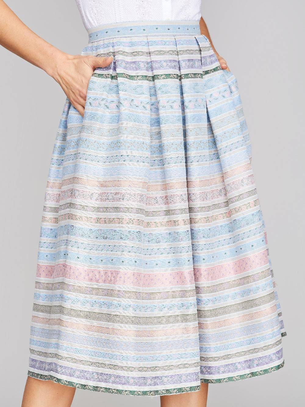 Limberry Gestreifter hellblauer Trachtenrock - FIORELLA LIGHT BLUE