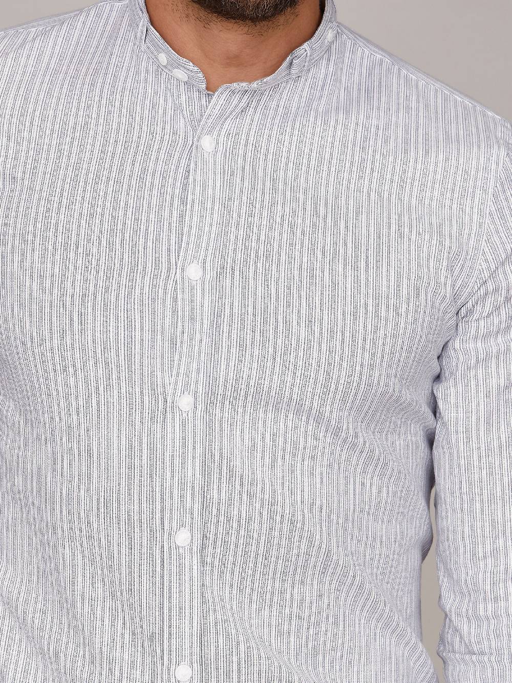 Limberry Gestreiftes Trachtenhemd Aus Baumwolle - LENZ 2329 RAUCHBLAU