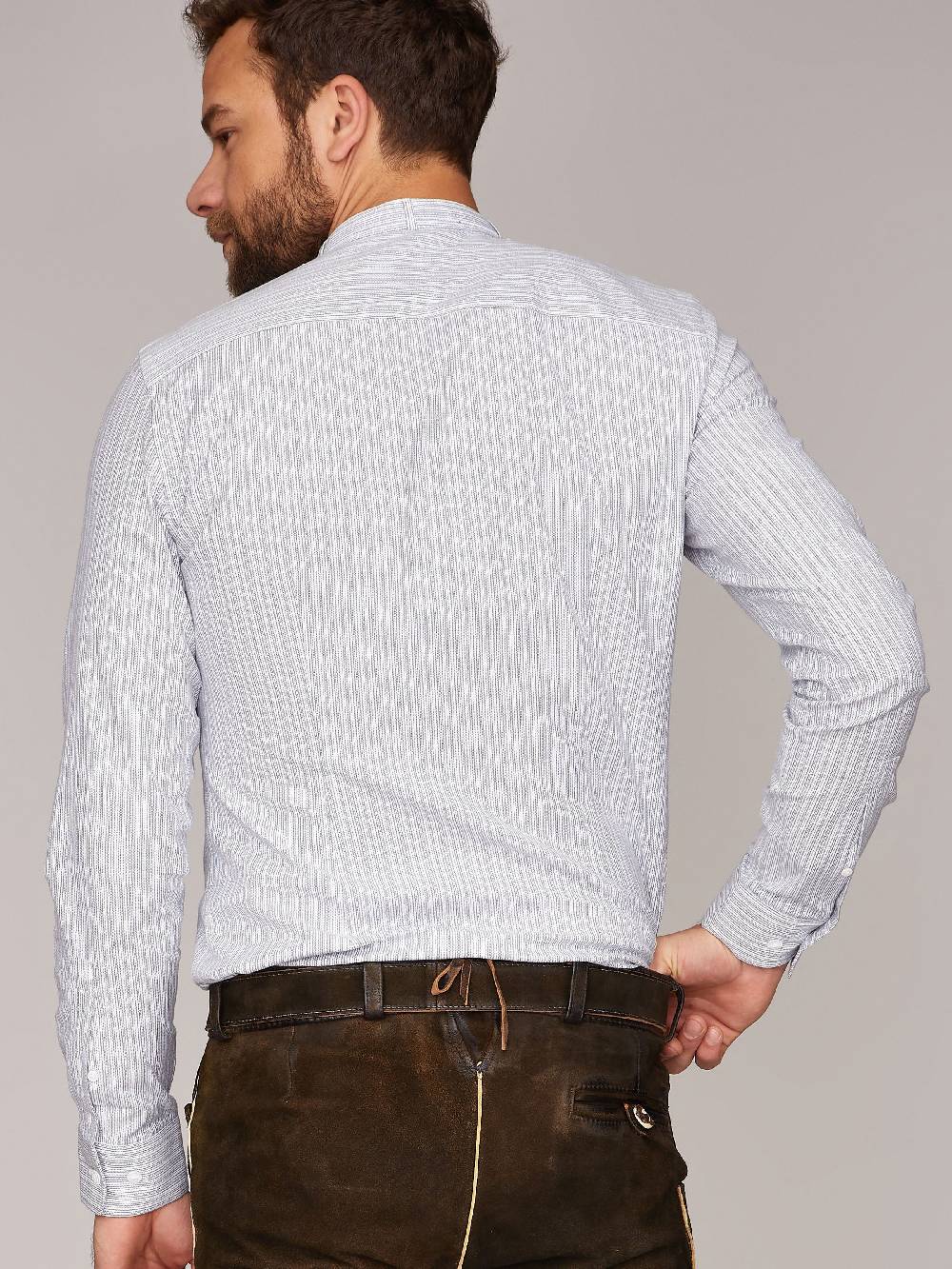 Limberry Gestreiftes Trachtenhemd Aus Baumwolle - LENZ 2329 RAUCHBLAU