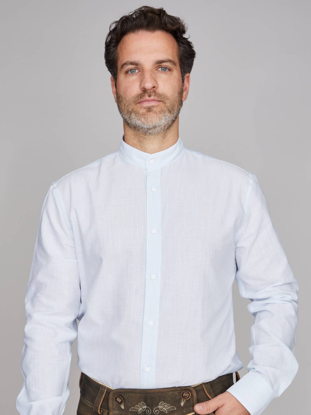 Limberry Gestreiftes Trachtenhemd in Hellblau - ANTON HELLBLAU