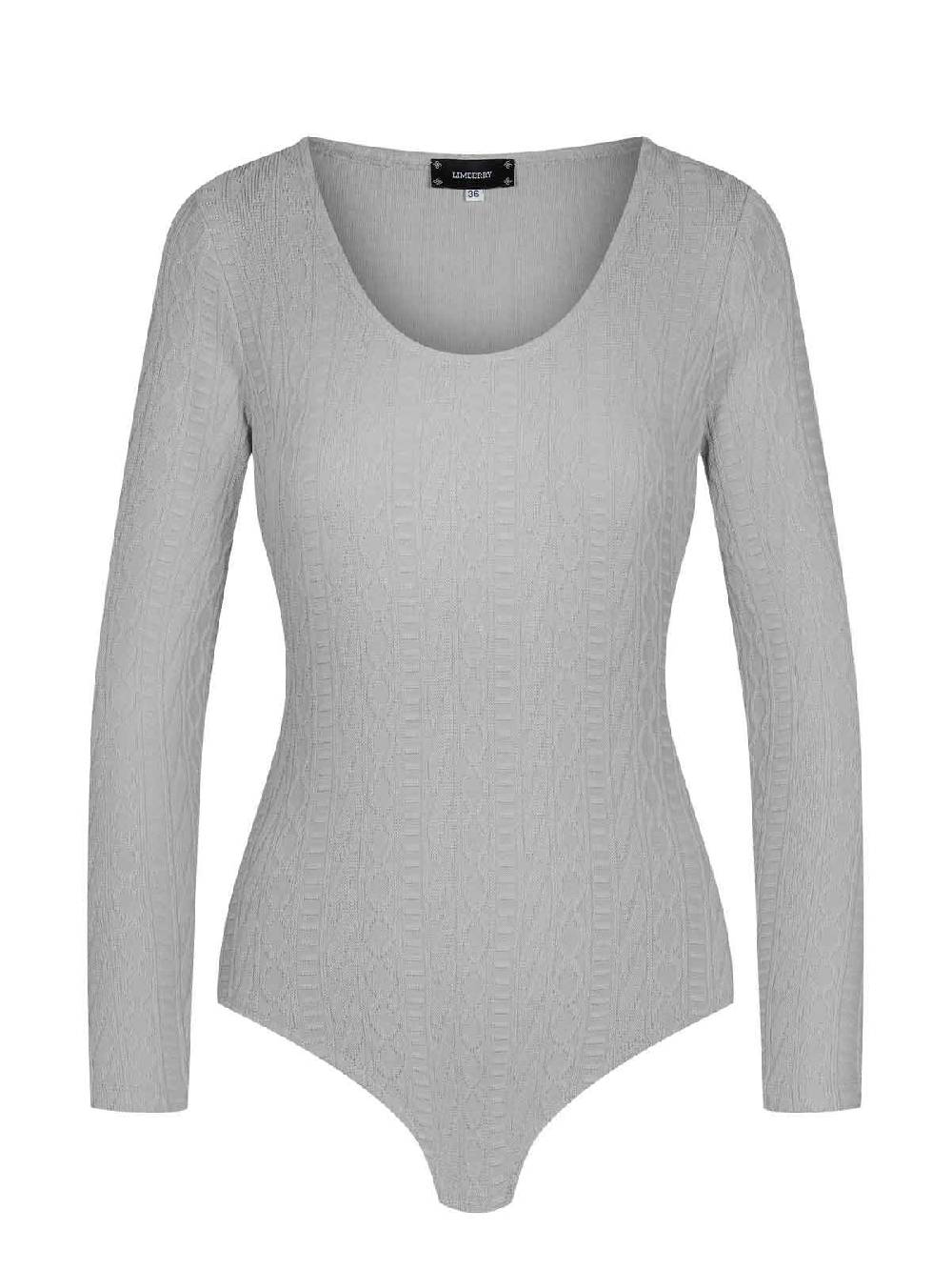 Limberry Grauer Langarmbody mit Rundhalsausschnitt - DAPHNE