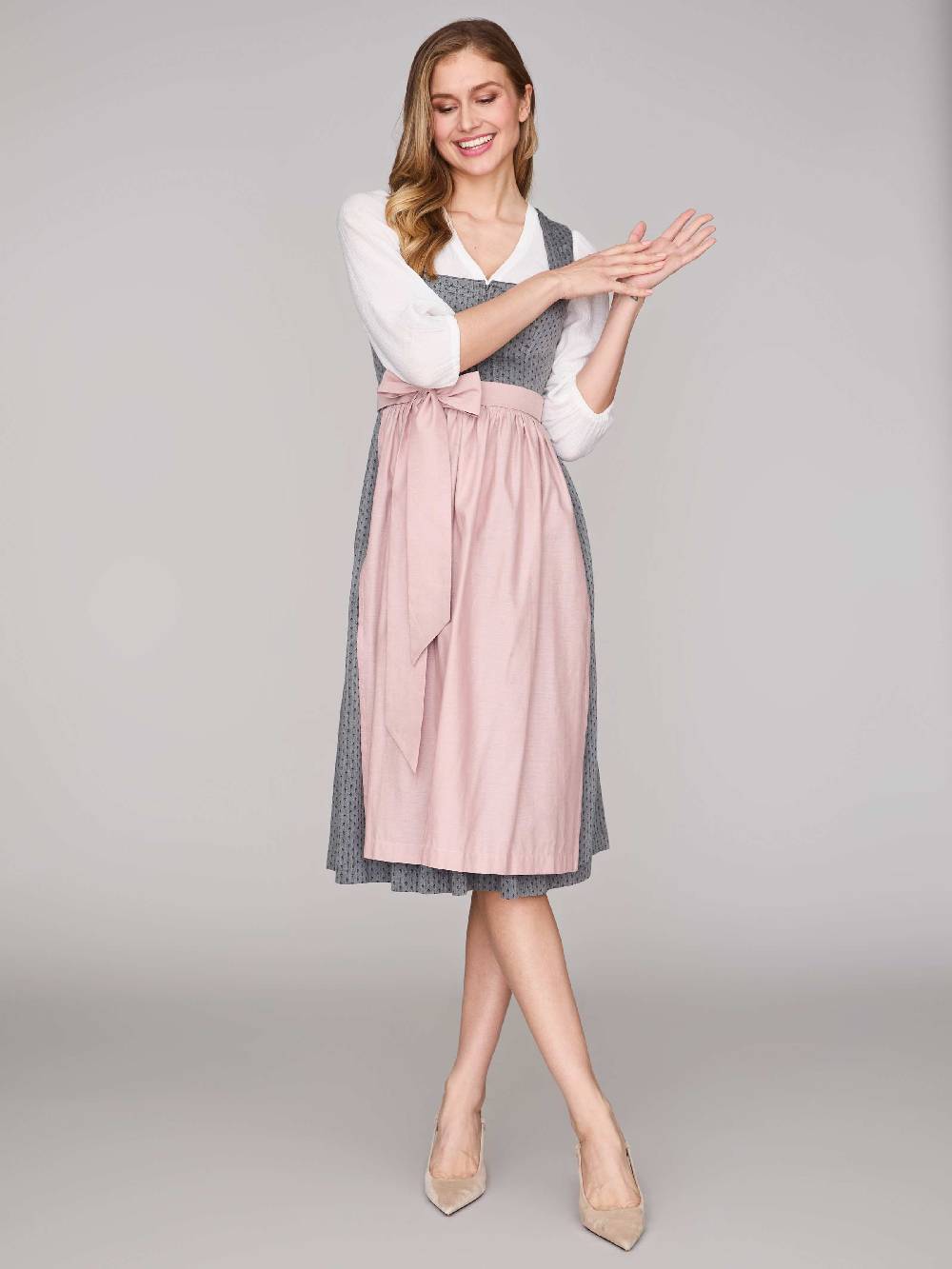 Limberry Graues Dirndl Mit Streublumenmuster - VERA FROST GRAY