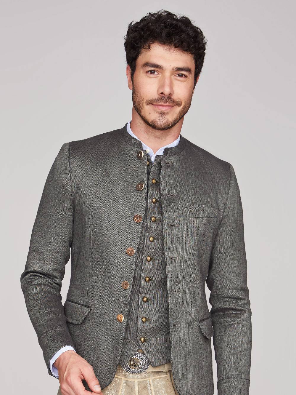 Limberry Grüner Trachtenjanker im Fischgrät-Muster - HELMUT AGAVE