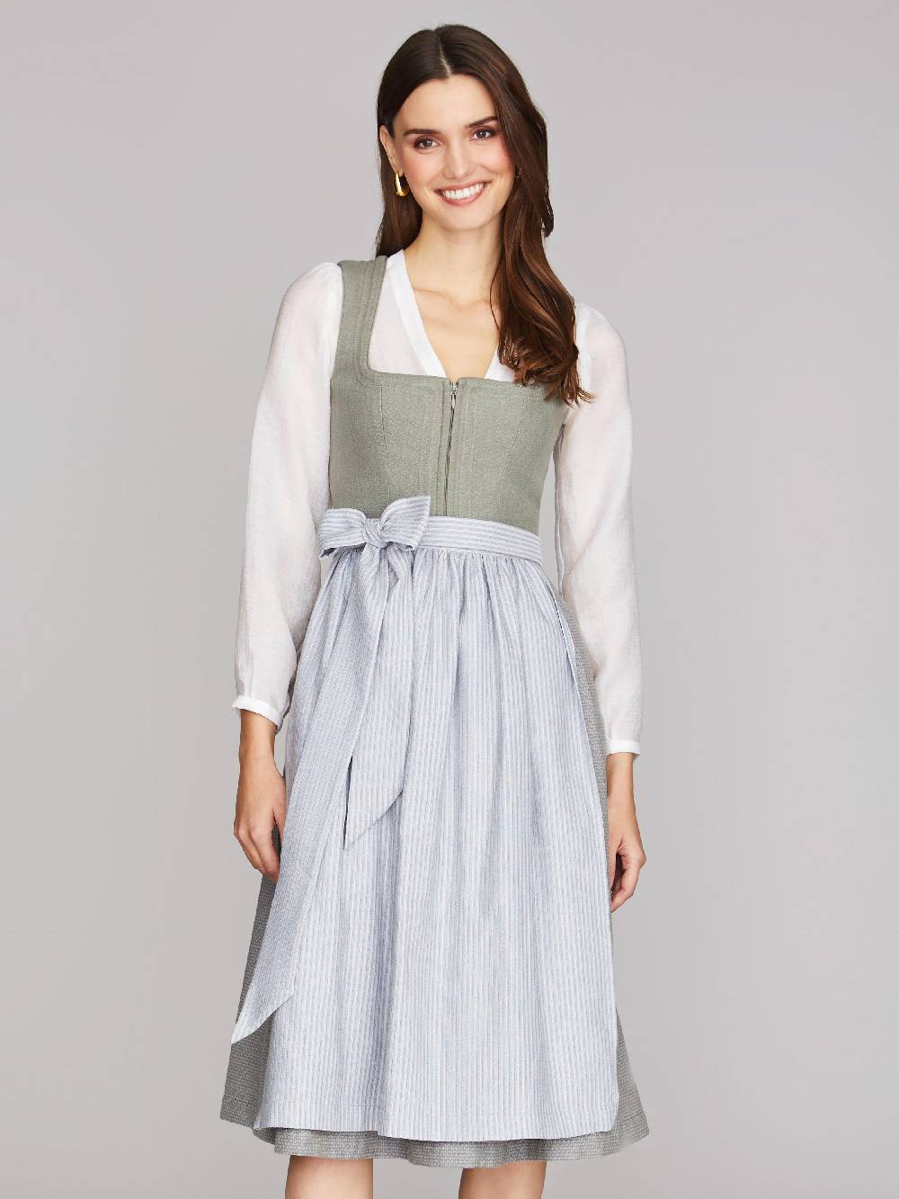 Limberry Grünes Dirndl Aus Leinen - CLAIRE MISTY GREEN