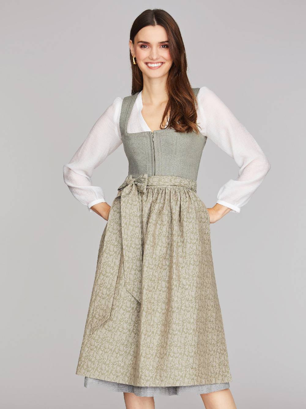 Limberry Grünes Dirndl aus Leinen - CLAIRE MISTY GREEN