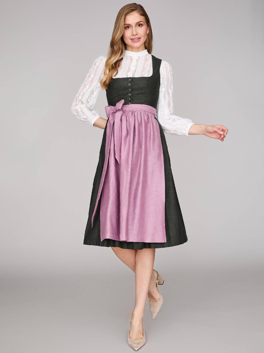 Limberry Grünes Dirndl Mit Knöpfen - FELICITY PINE FLOWER