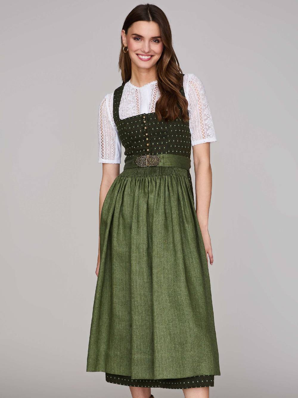 Limberry Grünes Dirndl mit Streublumenmuster - MONIKA JAGDGRÜN