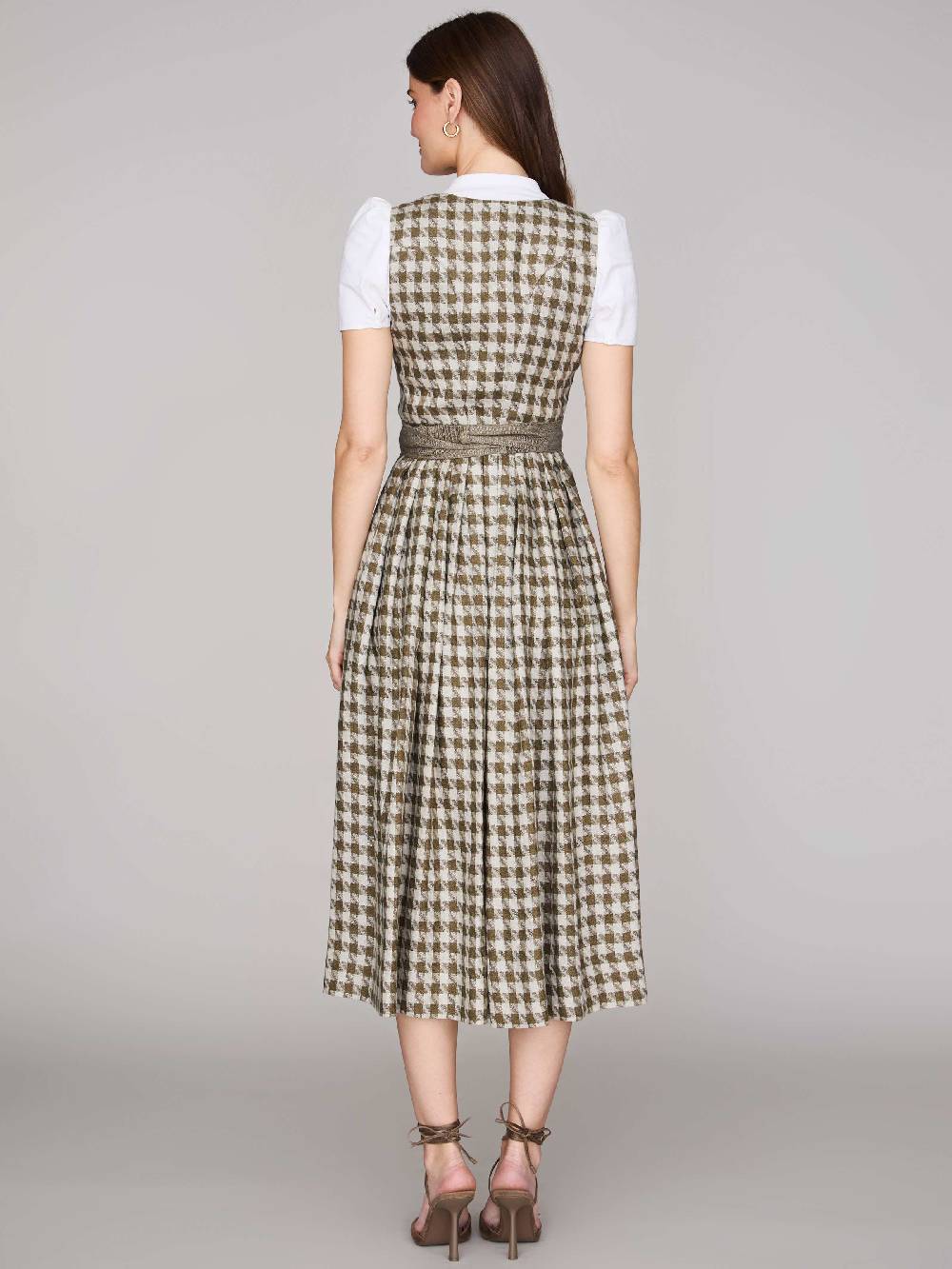 Limberry Grünes Leinen-Dirndl Mit Hahnentrittmuster - MONIKA OLIV