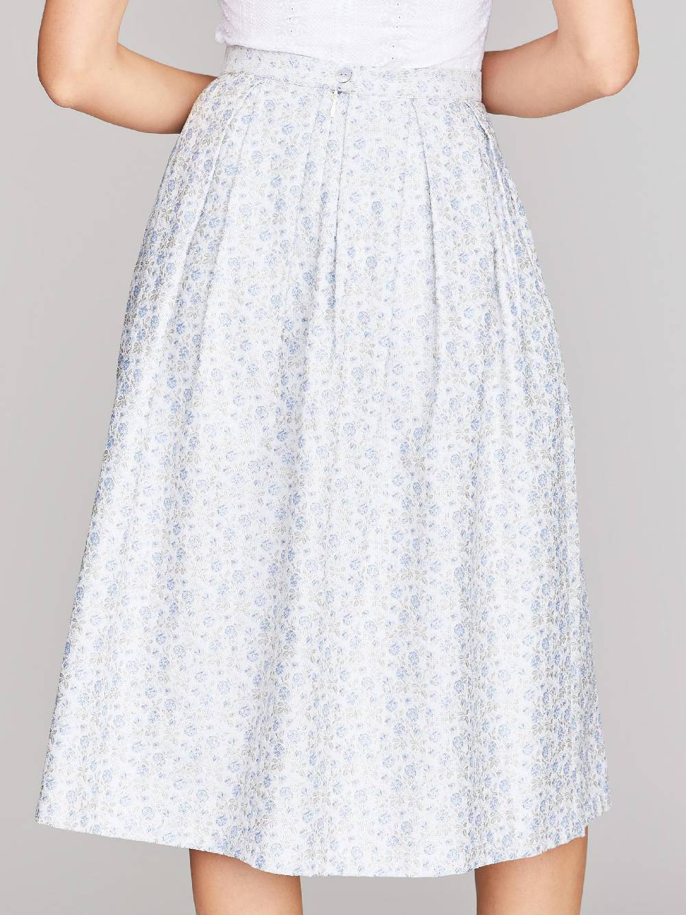 Limberry Hellblauer Trachtenrock Mit Blumenmuster - BLAIR POWDER WHITE