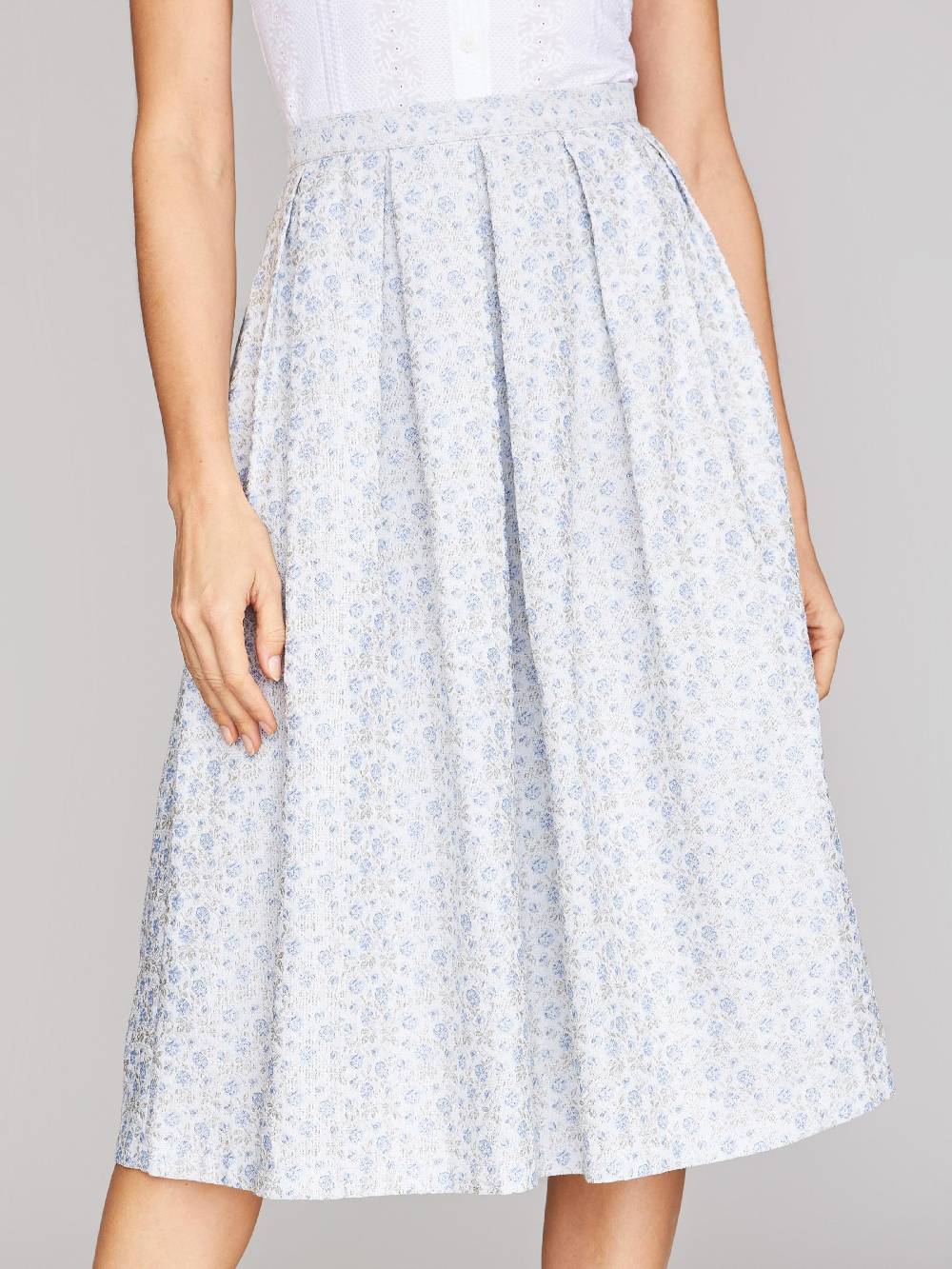 Limberry Hellblauer Trachtenrock mit Blumenmuster - BLAIR POWDER WHITE
