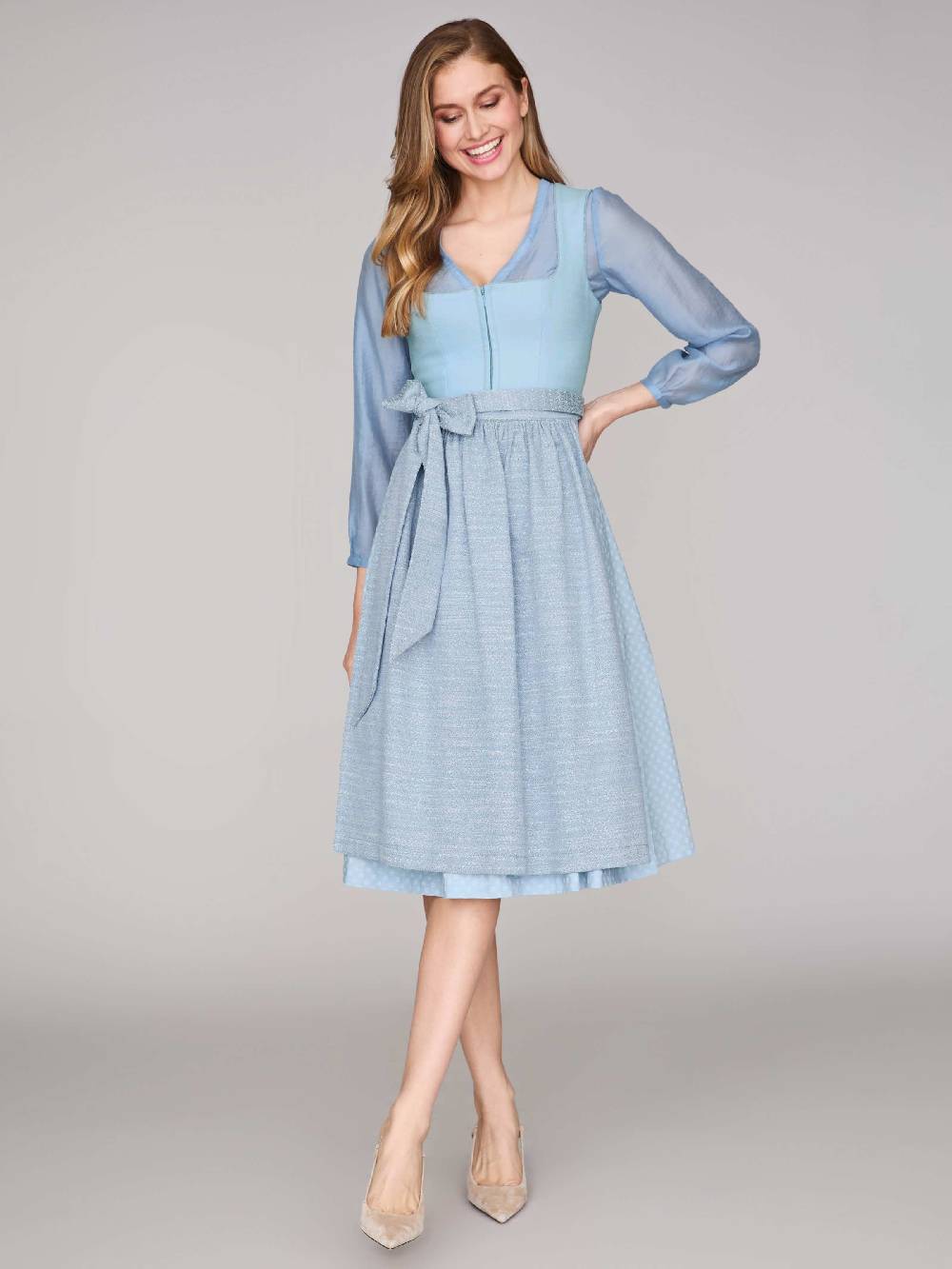 Limberry Hellblaues Dirndl Mit Leinen-Mieder - ADA COOL BLUE