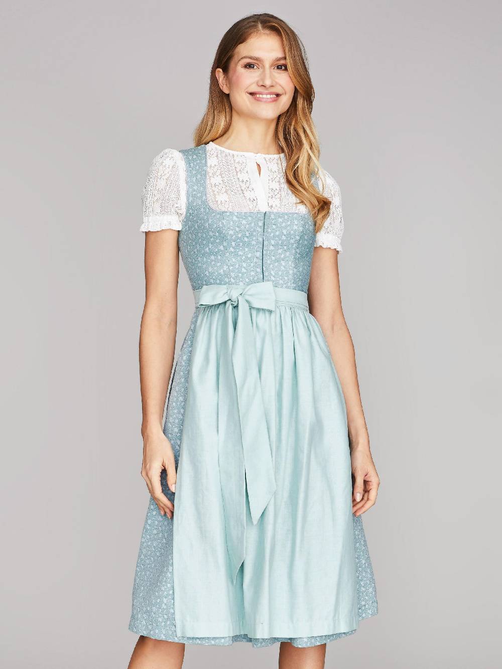 Limberry Hellblaues Dirndl Mit Streublumen - LILIA PISTACHIO