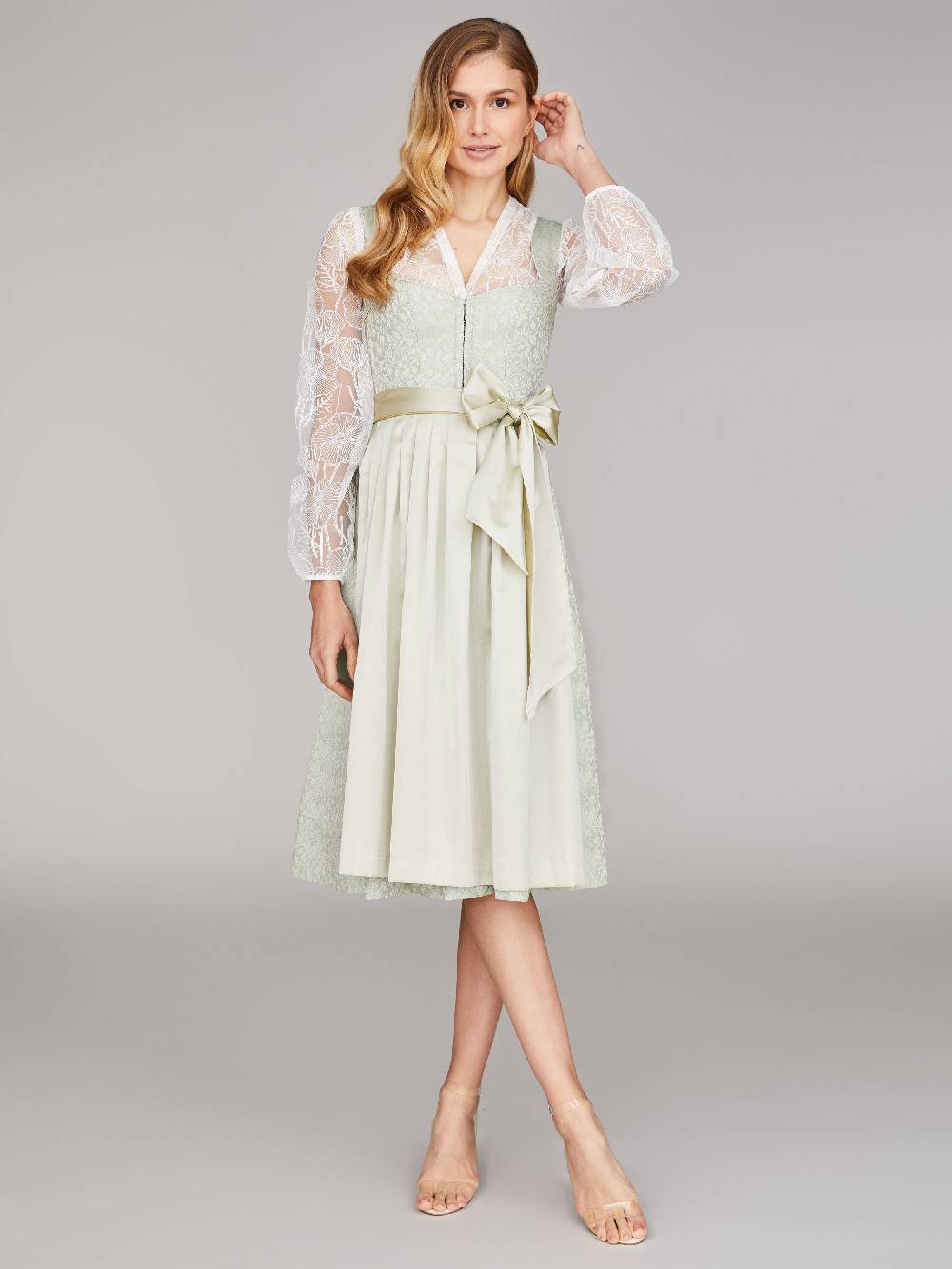 Limberry Hellgrünes Dirndl Mit Goldenem Muster - ANNELIE FLORAL WATER