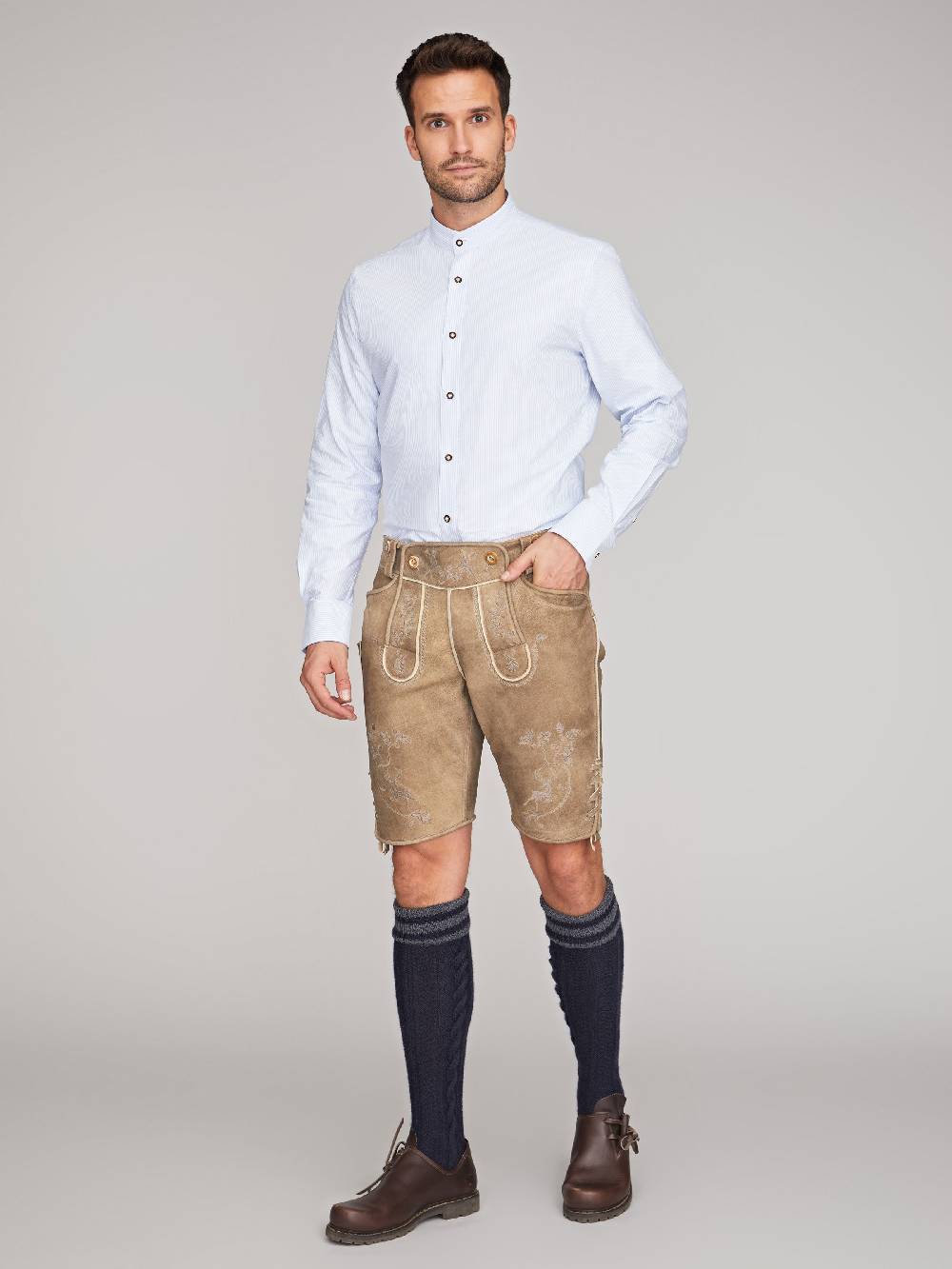 Limberry Himmelblau-Weiß Gestreiftes Trachtenhemd - OSKAR STREIFEN HIMMELBLAU