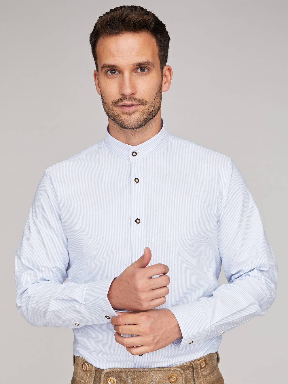 Limberry Himmelblau-Weiß gestreiftes Trachtenhemd - OSKAR STREIFEN HIMMELBLAU