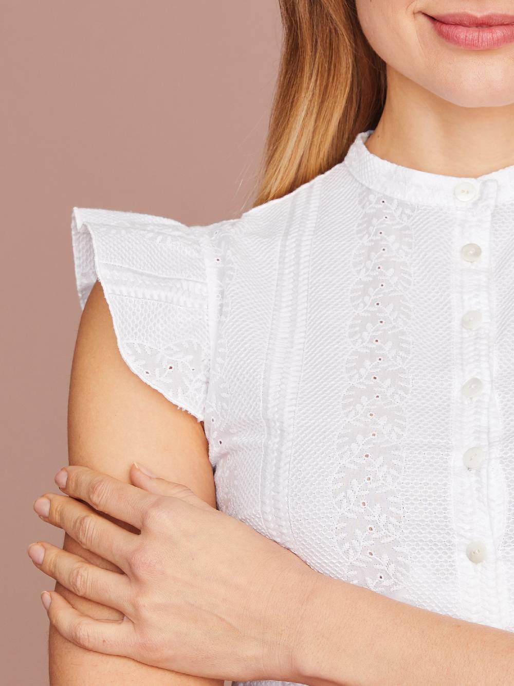 Limberry Hochgeschlossene Dirndlbluse Mit Flügelärmel - NORA SPITZE